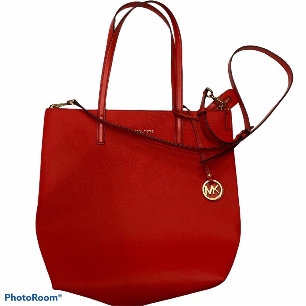Michael Kors Hayley red tote bag with attached pouch red leather